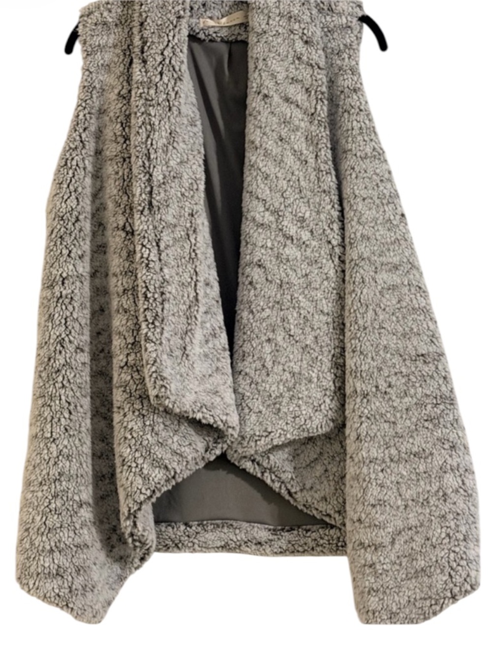 Chic Light Gray Open-Front Sherpa Vest Size L NWT